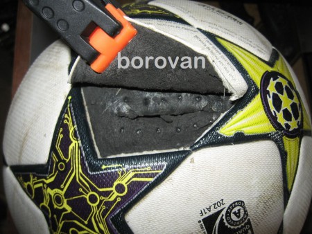 do neopraviteľných lepených lôpt v ktorých sa nedá vymeniť duša, vložím novú dušu, miesto výmeny pripravené na šitie