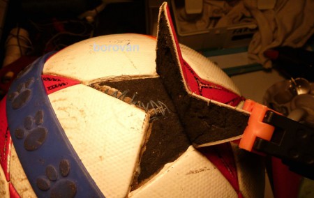 po prilepení bielej časti